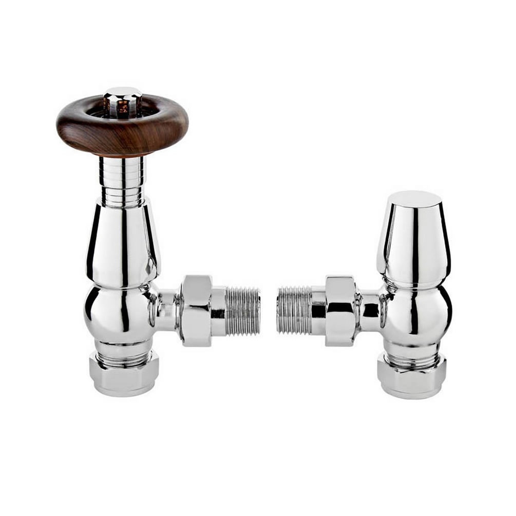 Cutout image of Redroom by Barwick Chrome Classic Angled Thermostatic Radiator Valves