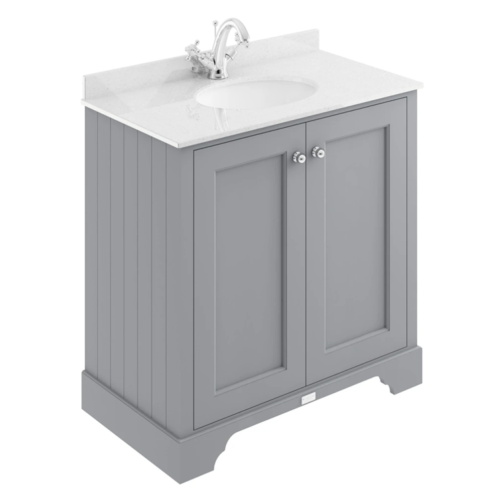 Photo of Bayswater Plummett Grey 800mm 2 Door Vanity Unit & White Worktop