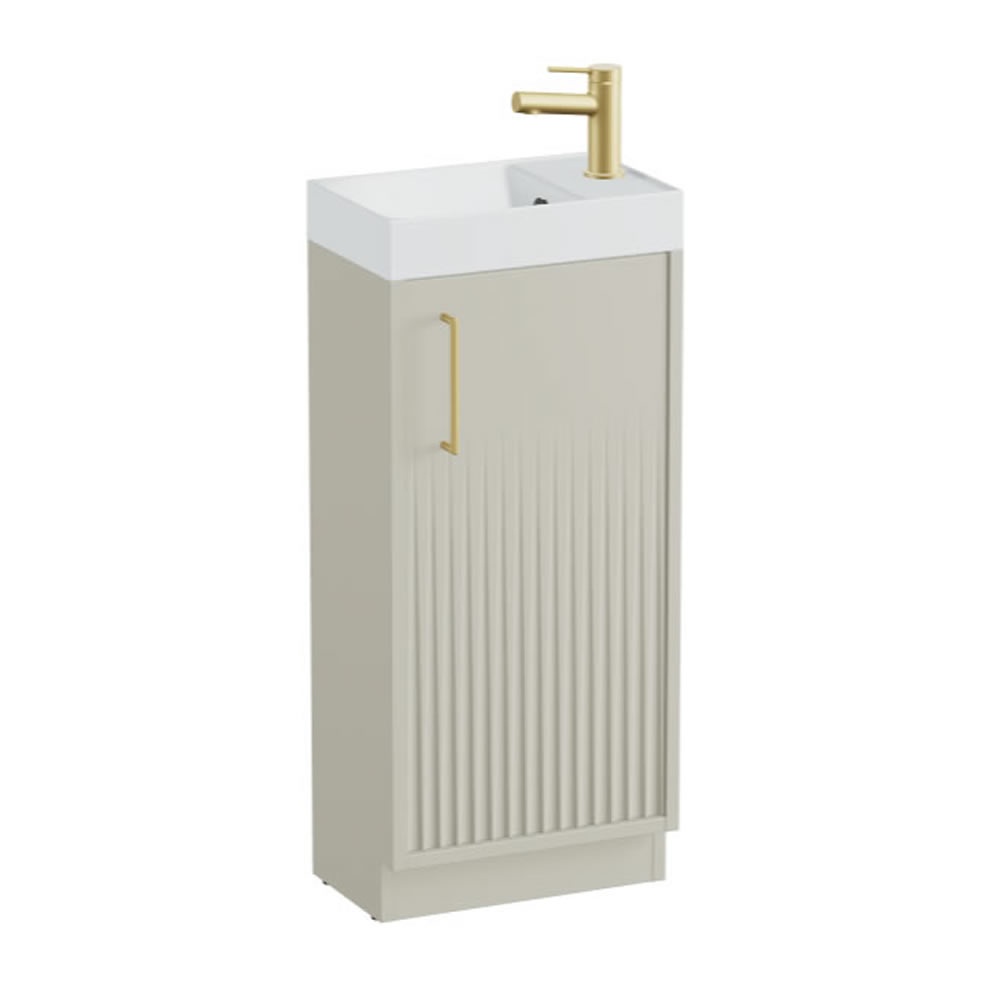Vado Safari Fluted 400mm Cashmere Floor Mounted Cloakroom Vanity Unit & Basin