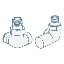 iconography image of a pair of corner radiator valves for bathroom radiators and towel rails