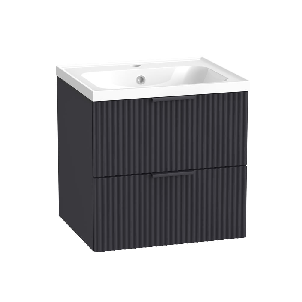 Tavistock Cadence Fluted 500mm Matt Storm Grey Wall Hung Vanity Unit & Basin