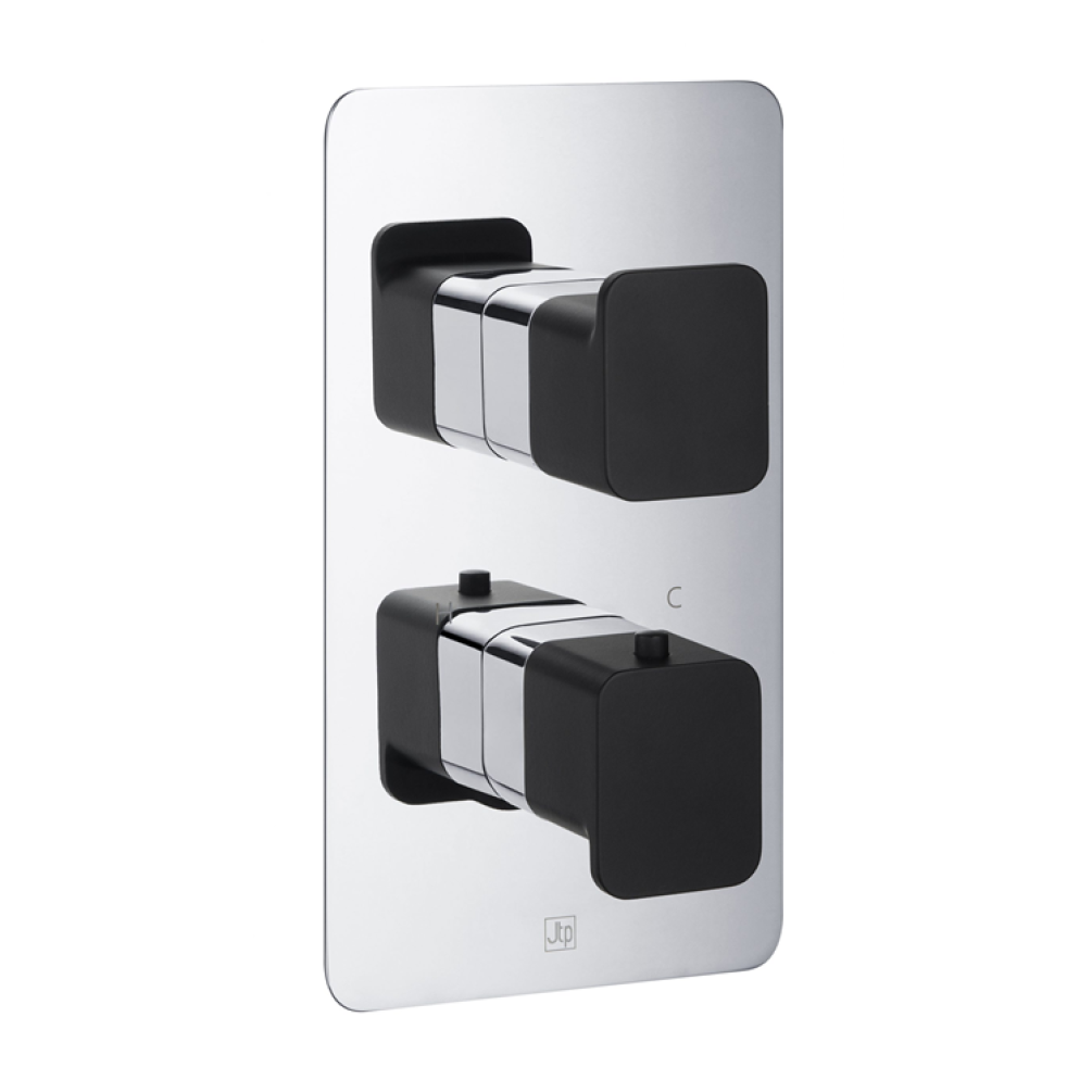 Photo of JTP Axel Chrome & Matt Black Two Outlet Shower Valve Cutout