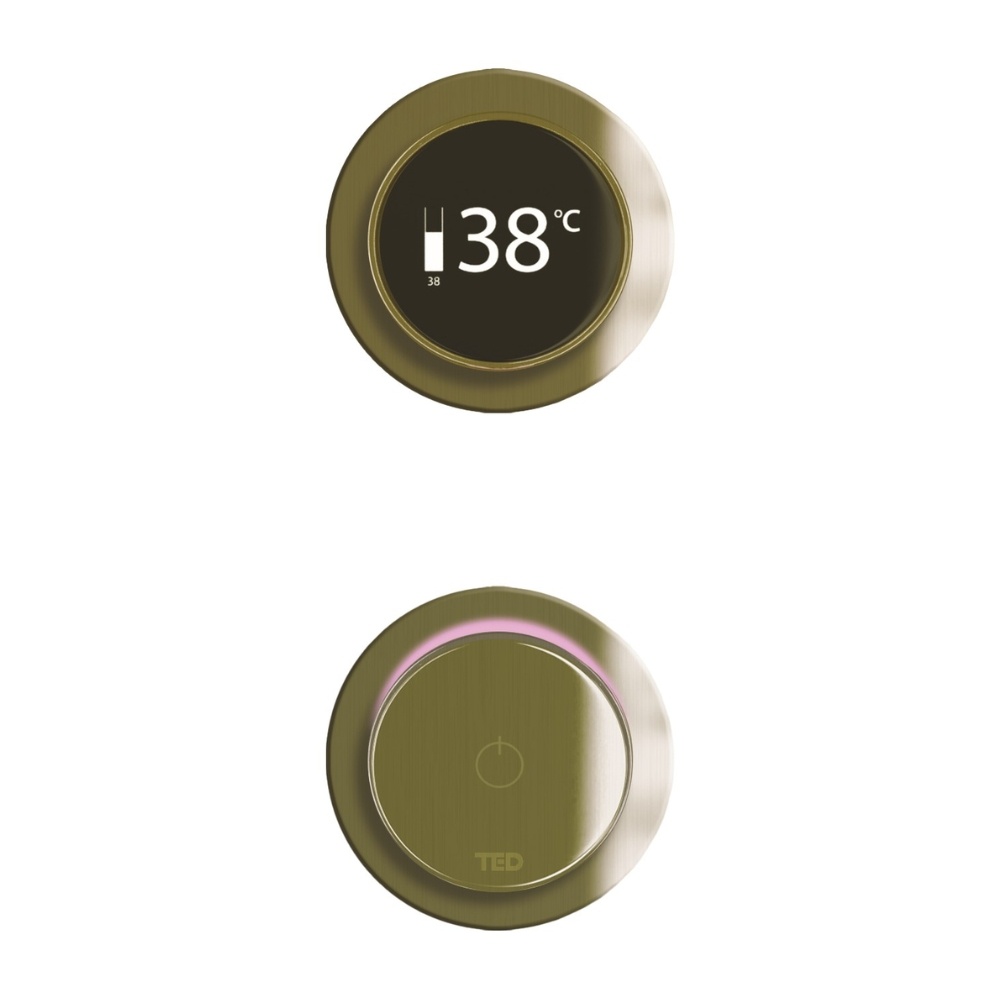 TED TOGO Brushed Brass Ring Dual / Triple Outlet Digital Shower Valve Cut Out 2