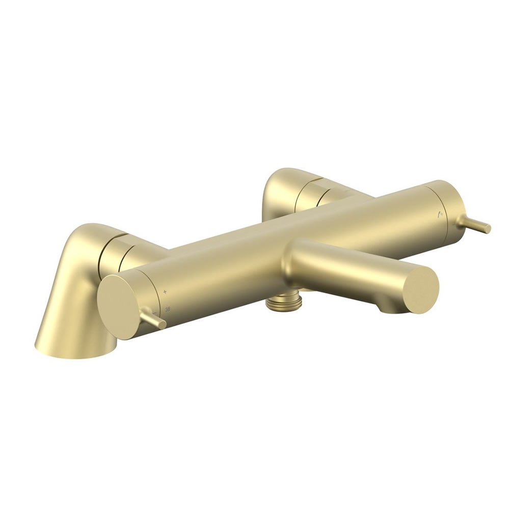 Vado Safari Lever Satin Brass Exposed Thermostatic Deck Mounted Bath Shower Mixer