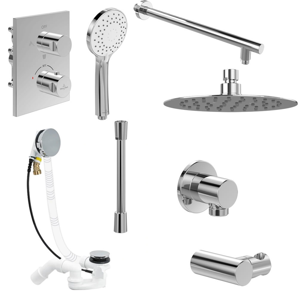 Cutout image of Villeroy & Boch Triple Outlet Thermostatic Shower Bath Set