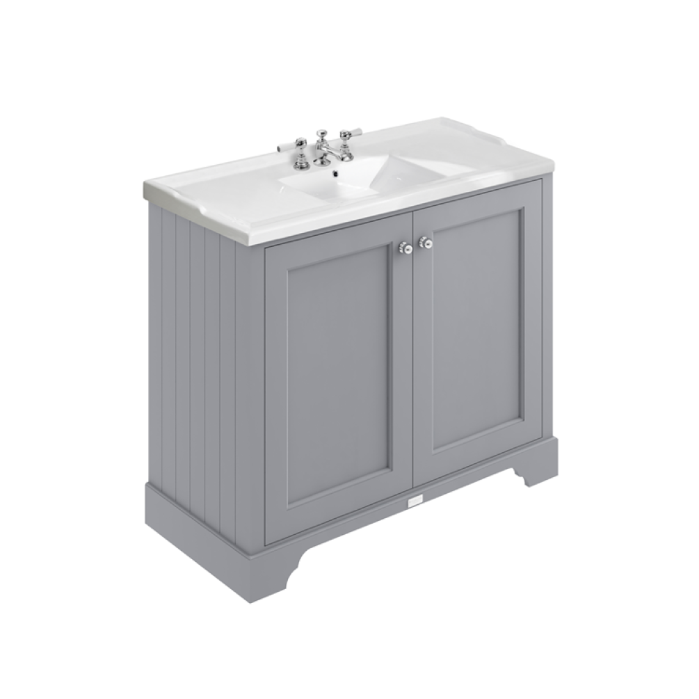 Photo of Bayswater Plummett Grey 1000mm 2 Door Vanity Unit & Basin - 3TH