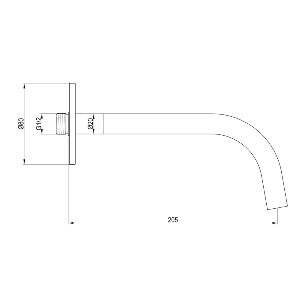 Product Specification image of the JTP Vos Matt Black Slim Bath/Basin Spout