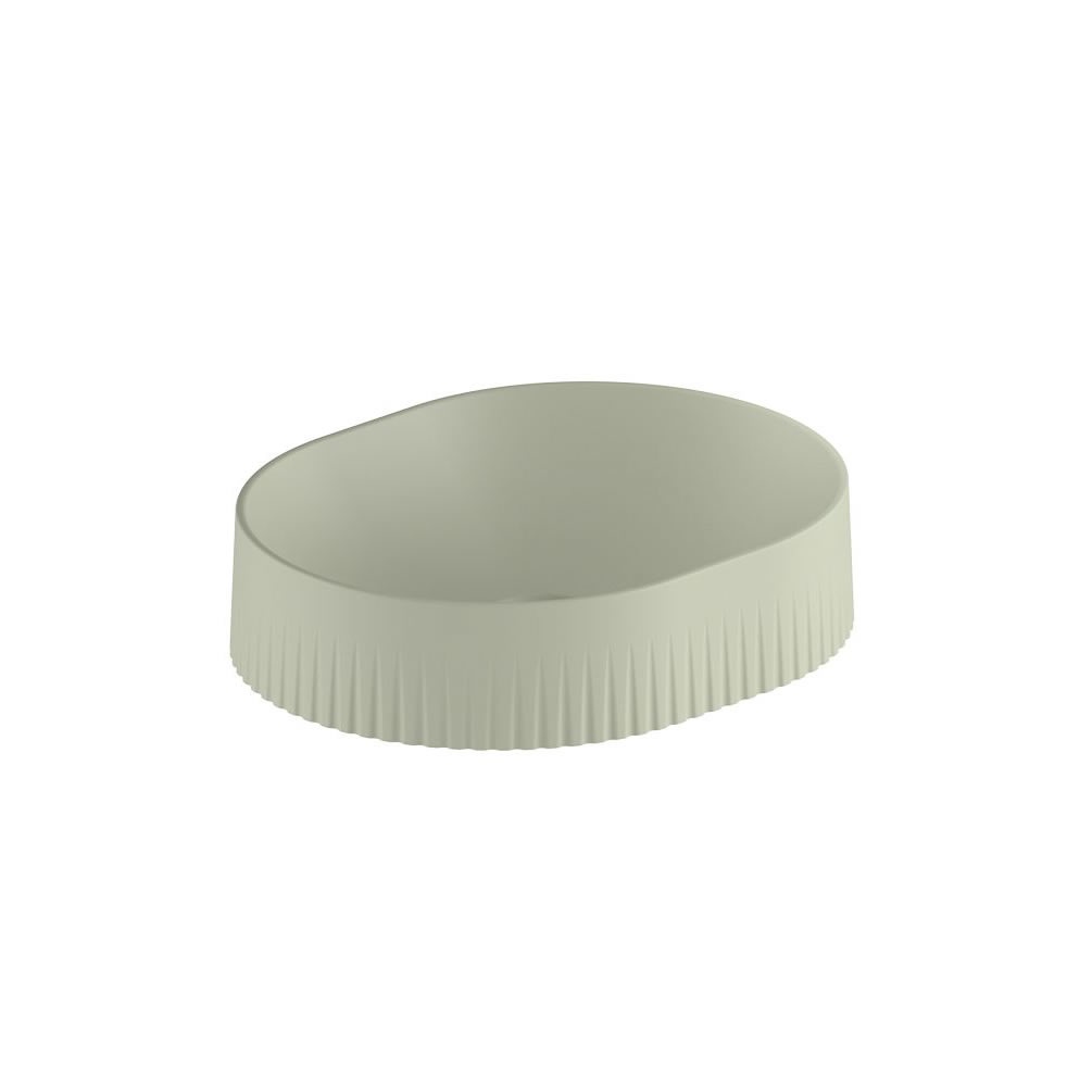 Vado Safari Fluted Sage Green Mineral Round Countertop Basin