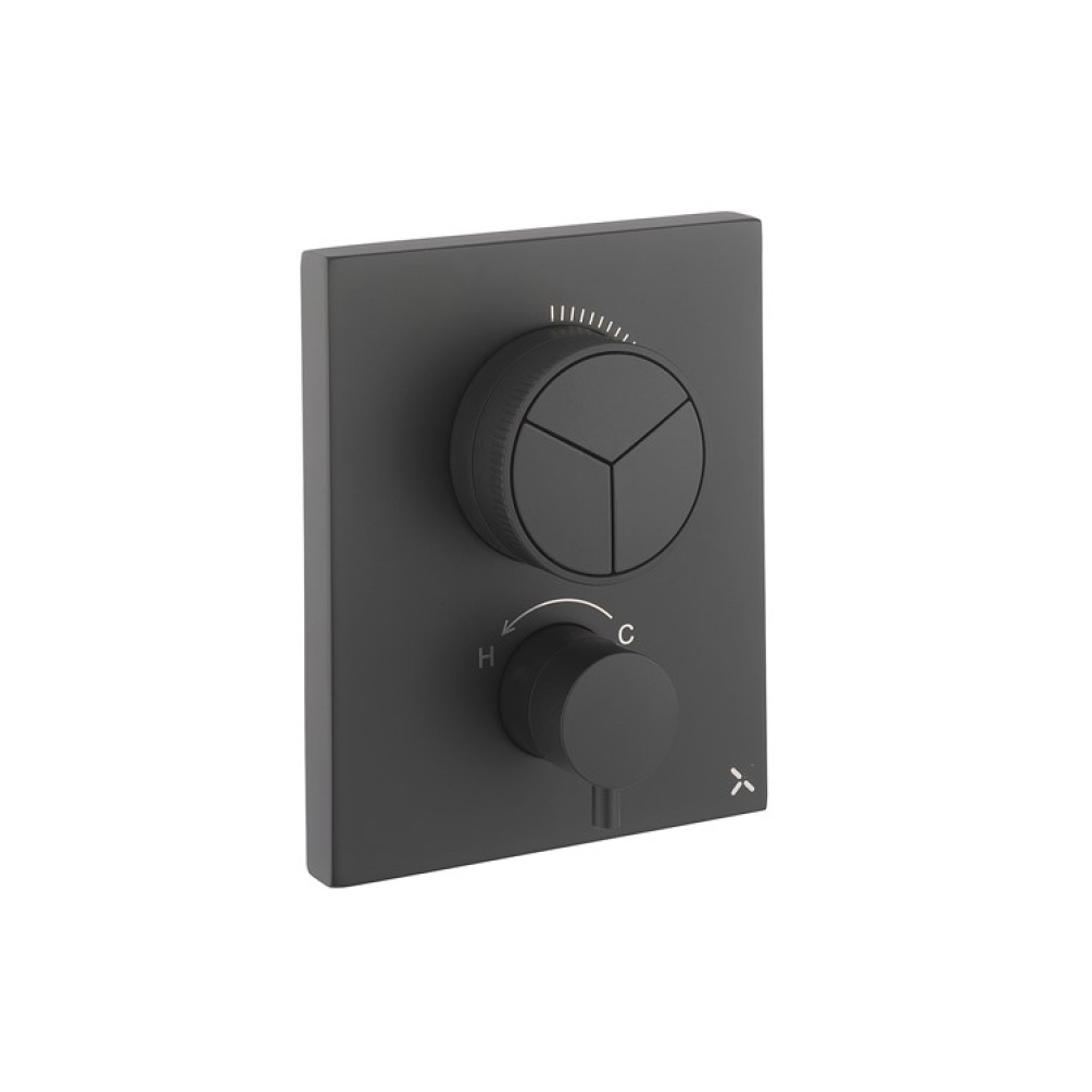 Photo of Crosswater MPRO Matt Black Triple Outlet Crossbox Push Shower Valve Cutout