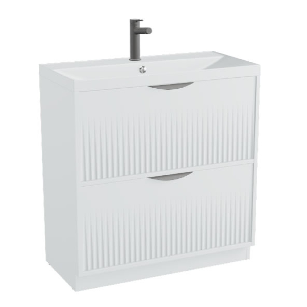 Vado Safari Fluted 800mm Arctic White Floorstanding Vanity Unit & Mineral Basin
