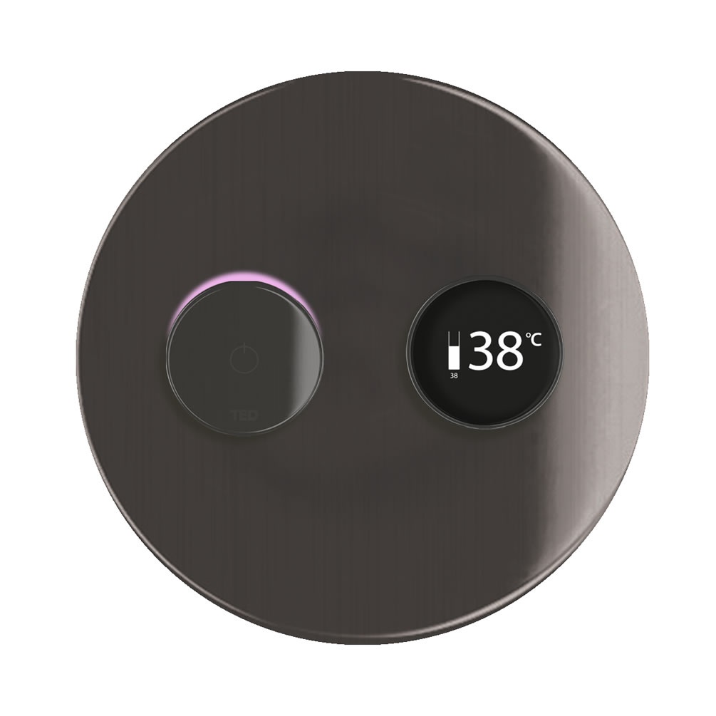 Cutout image of TED TOGO Gunmetal Grey Round Dual / Triple Outlet Digital Shower Valve