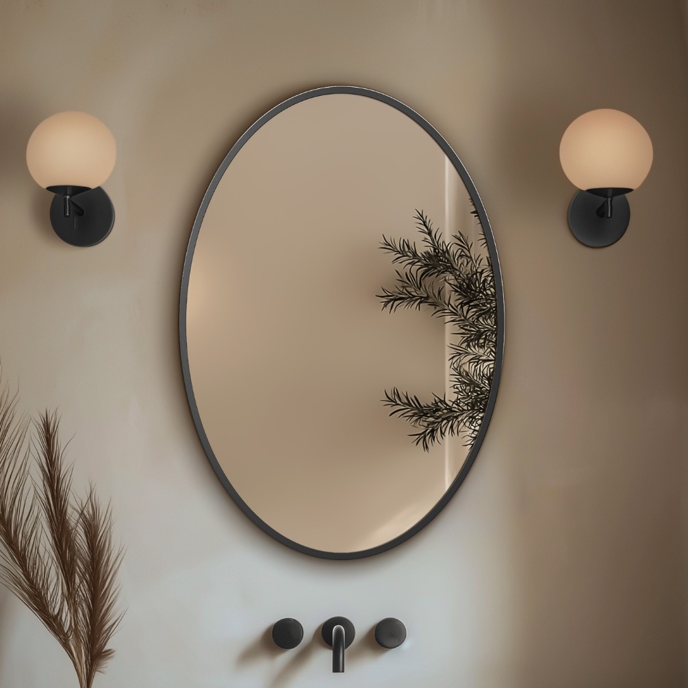Origins Living Delphine Gunmetal 550 x 800mm Oval Mirror  Lifestyle 1