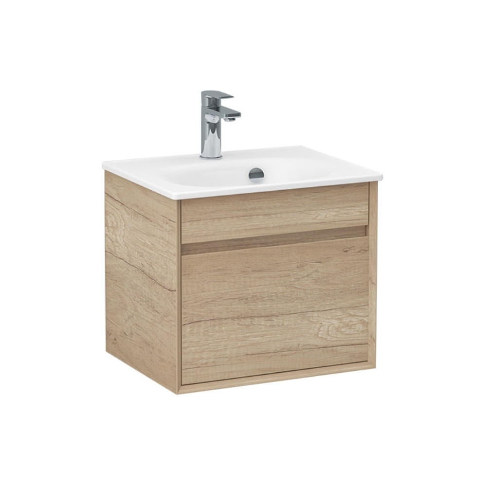 Imex Alma Natural Oak 500mm Wall Mounted Single Drawer Vanity Unit Cut Out