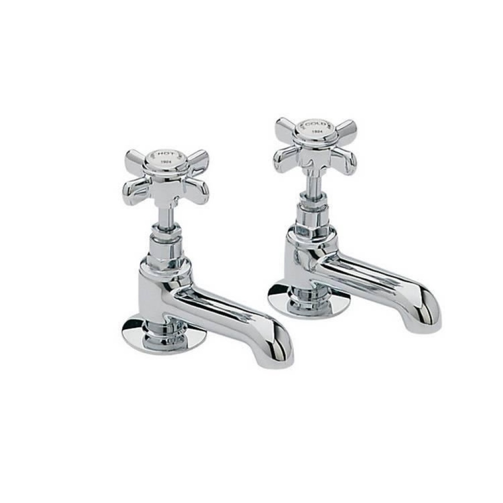 Heritage Dawlish Basin Pillar Taps Chrome Finish Image