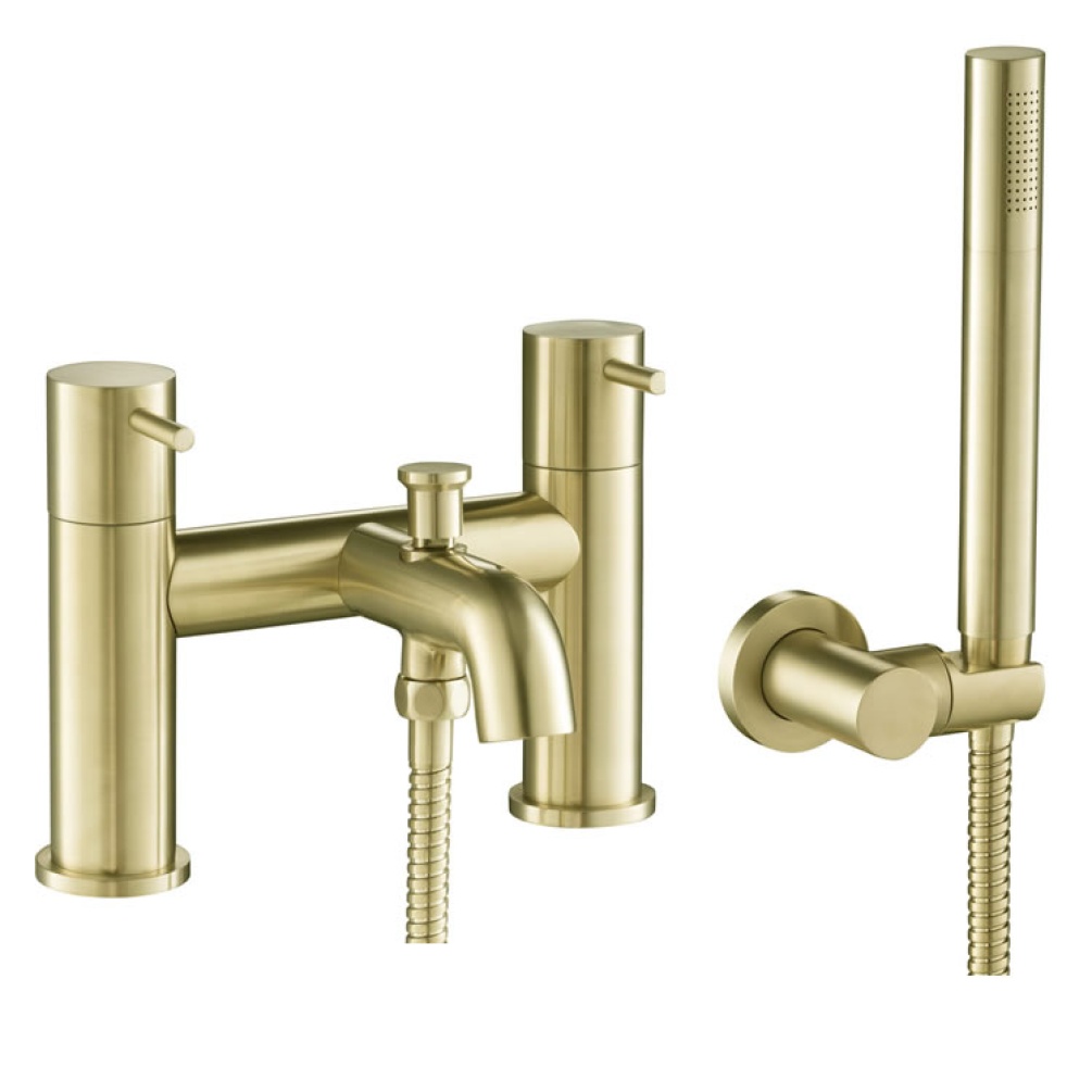 Product Cut out image of the JTP Vos Brushed Brass Bath Shower Mixer with Handset Shower