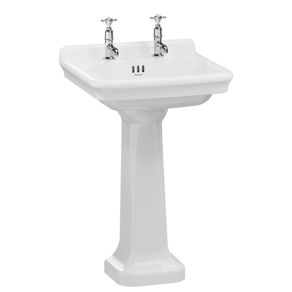 Burlington Guild 560mm Basin & Full Pedestal - 2 Tap Holes