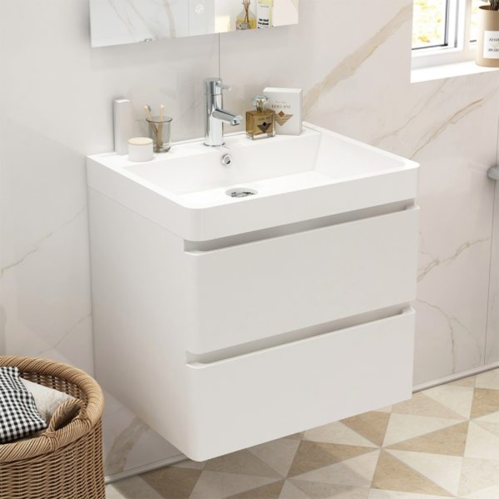 Imex Ivo 600mm Double Drawer Wall Mounted Vanity Unit Lifestyle