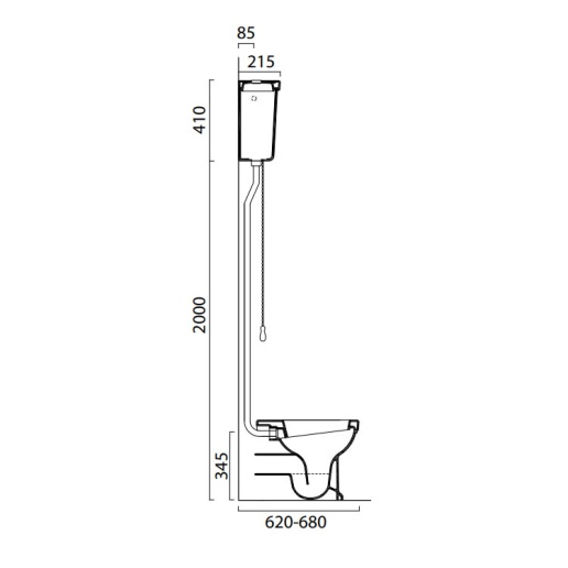 GSI Classic 54 High Level WC, Cistern & Seat Sanctuary Bathrooms