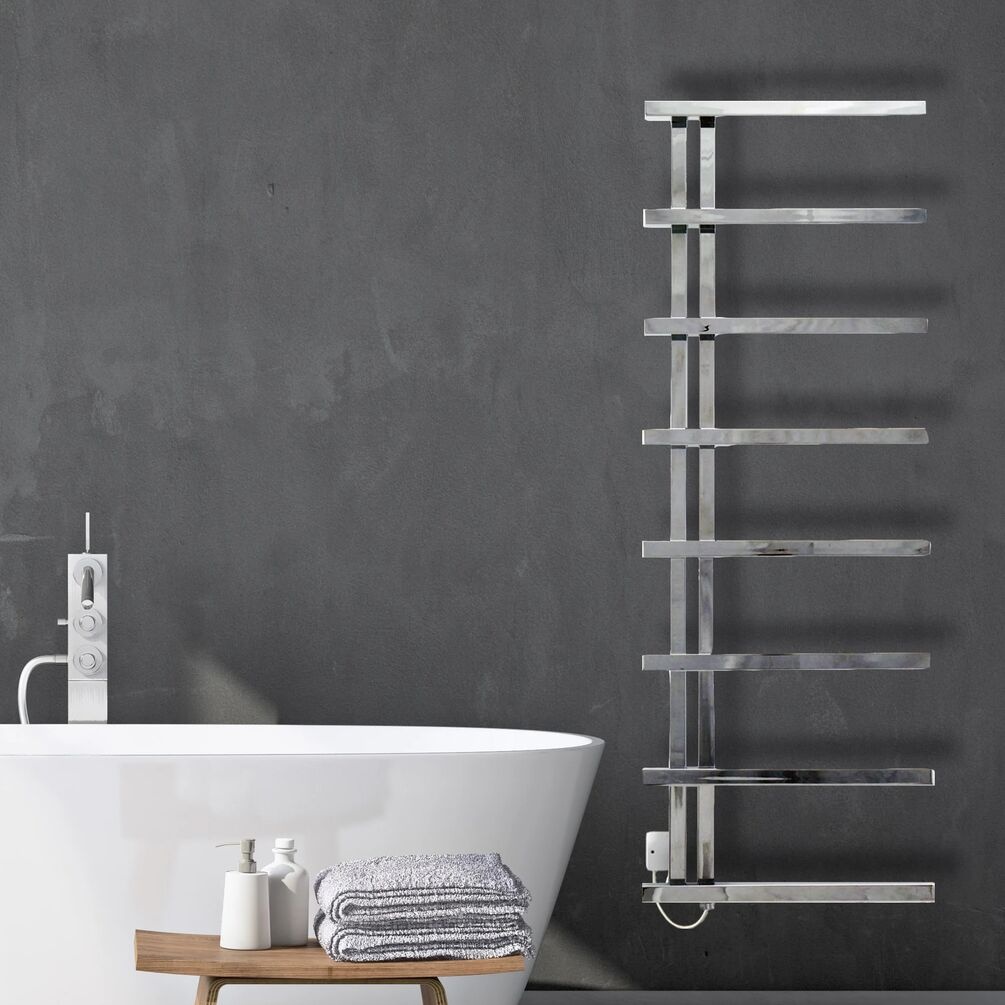 Lifestyle image of The Sussex Range by JIS Hickstead 1400mm x 500mm Polished Stainless Steel Electric Towel Rail
