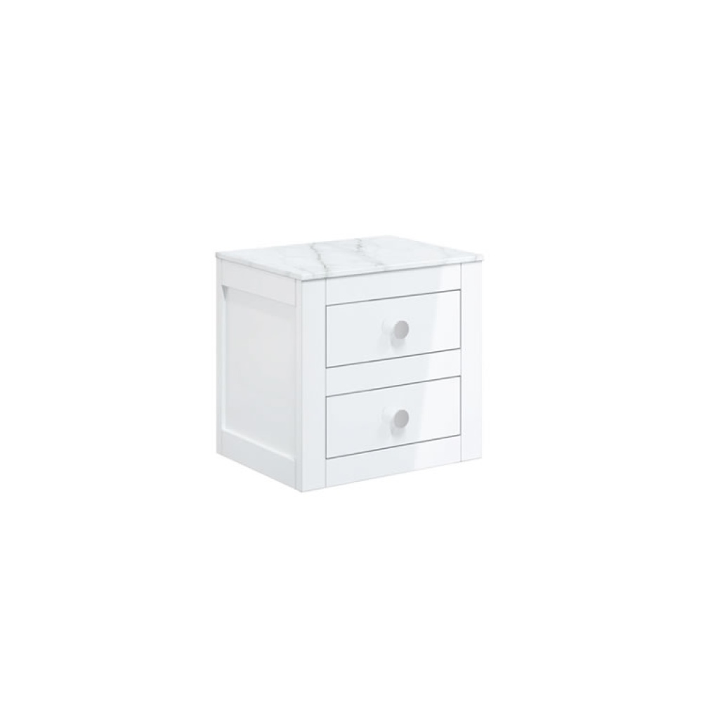 Cutout image of Crosswater Canvass Sage Green Wall-Hung Vanity Unit with Marble Worktop 485mm
