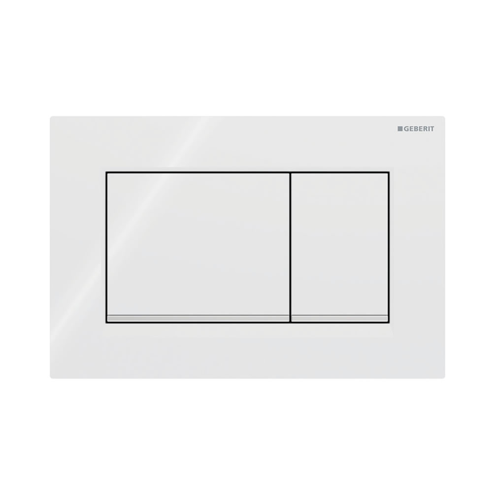 Cutout image of Geberit Sigma20 Square White / Gloss Chrome Dual Flush Plate