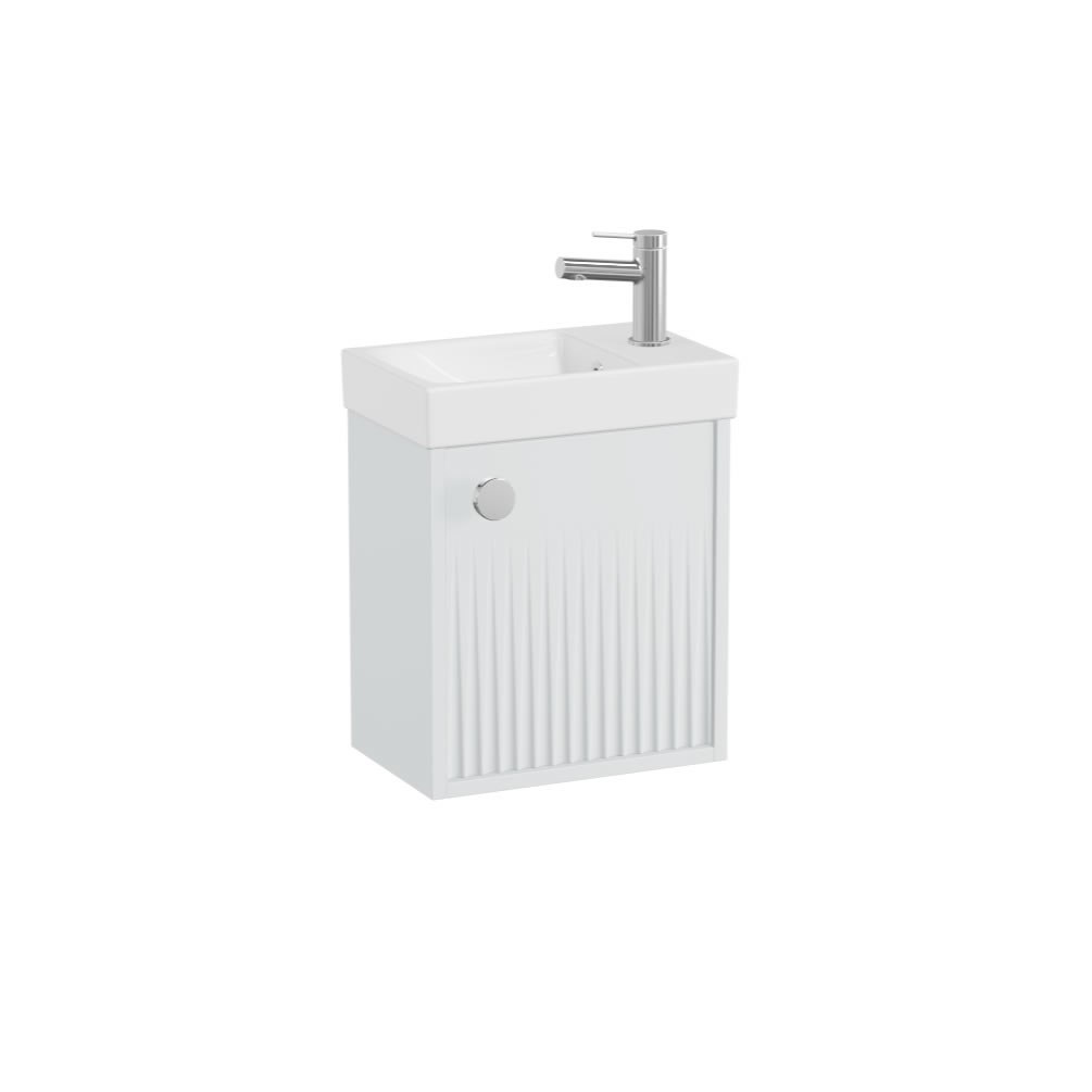 Vado Safari Fluted 400mm Arctic White Wall Hung Cloakroom Vanity Unit & Ceramic Basin - Left Pull