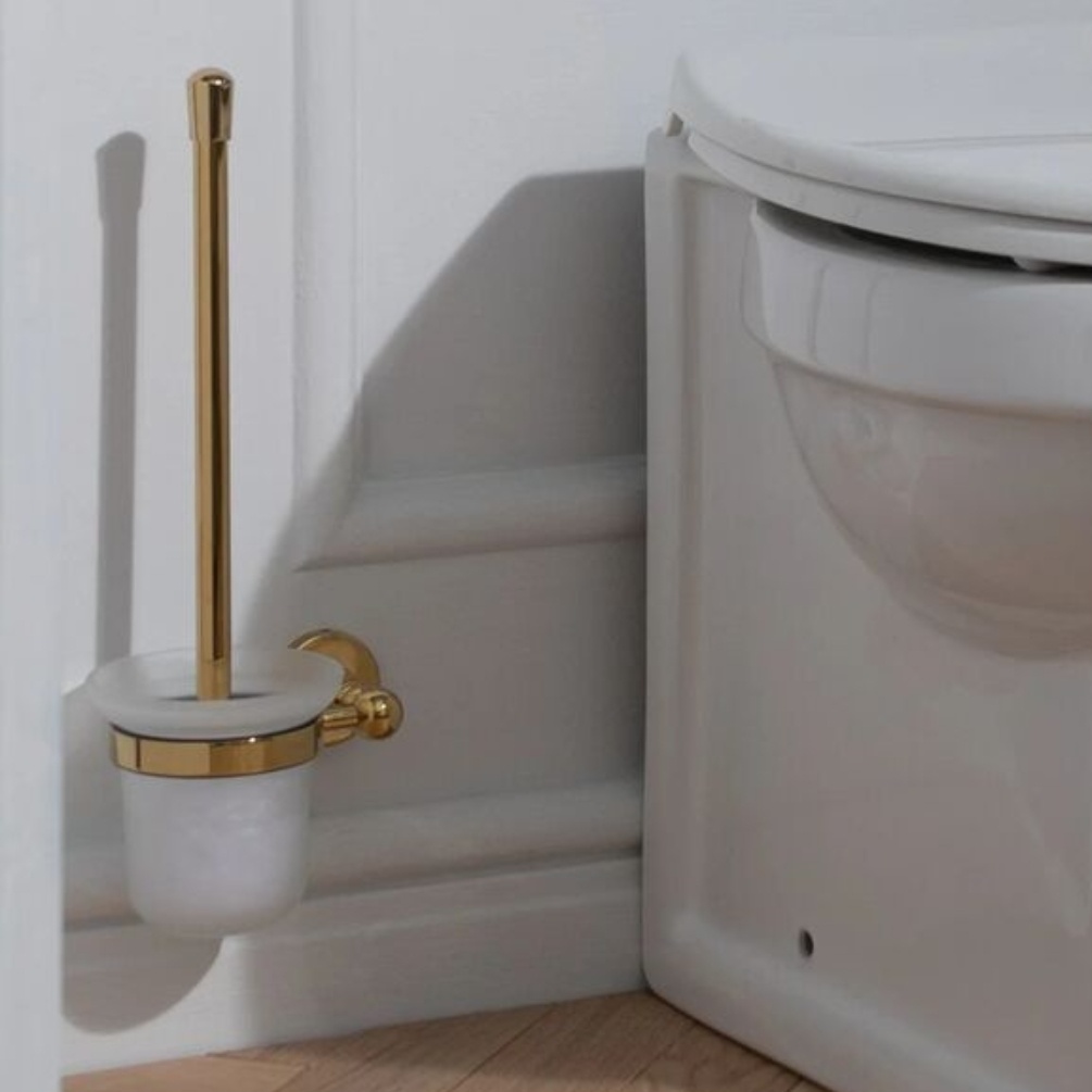 JTP Grosvenor Cross Polished Gold Toilet Brush & Holder