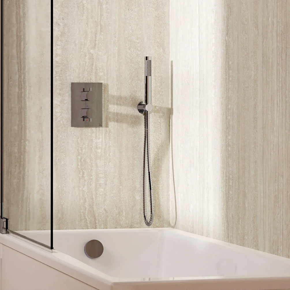 Lifestyle image of Crosswater Crossbox Chrome Dual Outlet Bath Filler Set