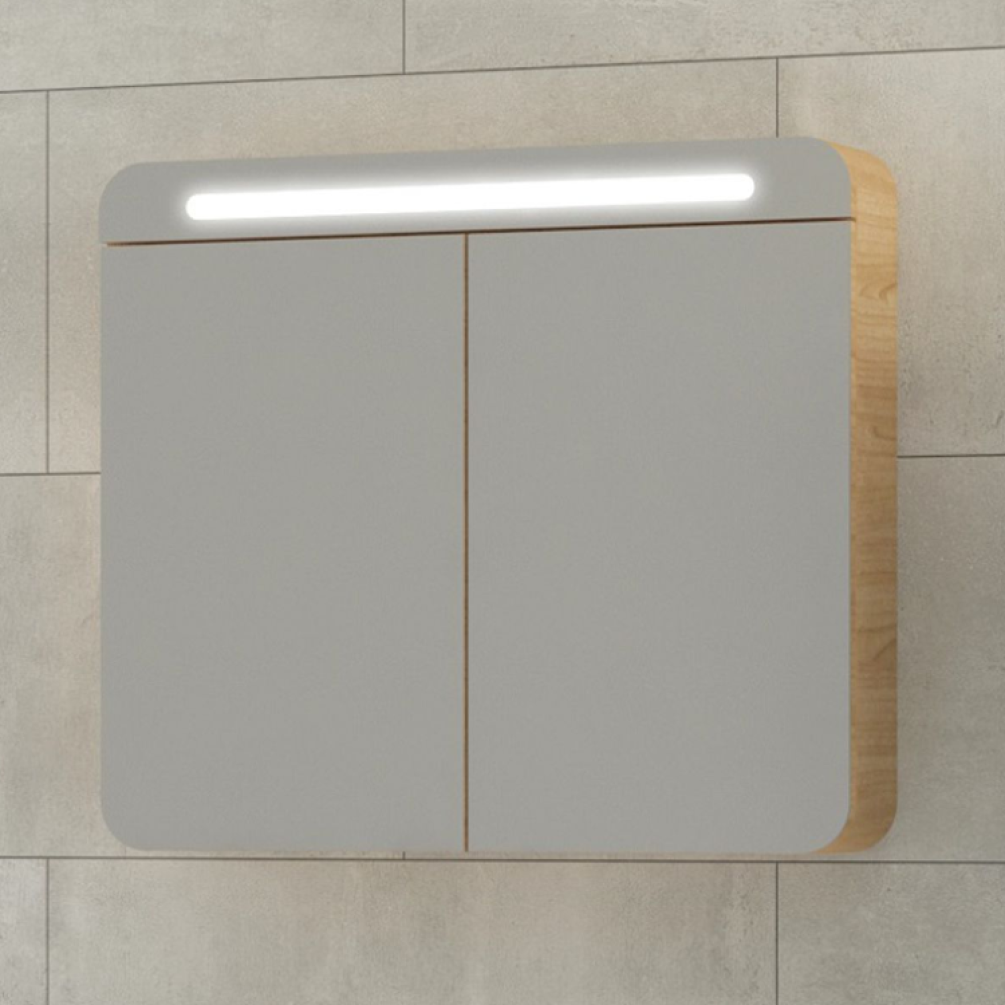 Photo of Vitra Sento Illuminated Double Door Mirror Cabinet with Shaver Socket Cutout