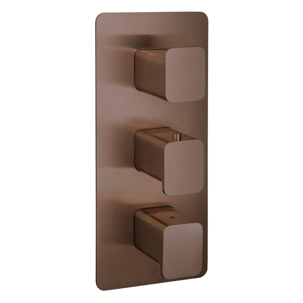 JTP Hix Brushed Bronze 3 Handle 3 Outlet Concealed Shower Valve Cut Out