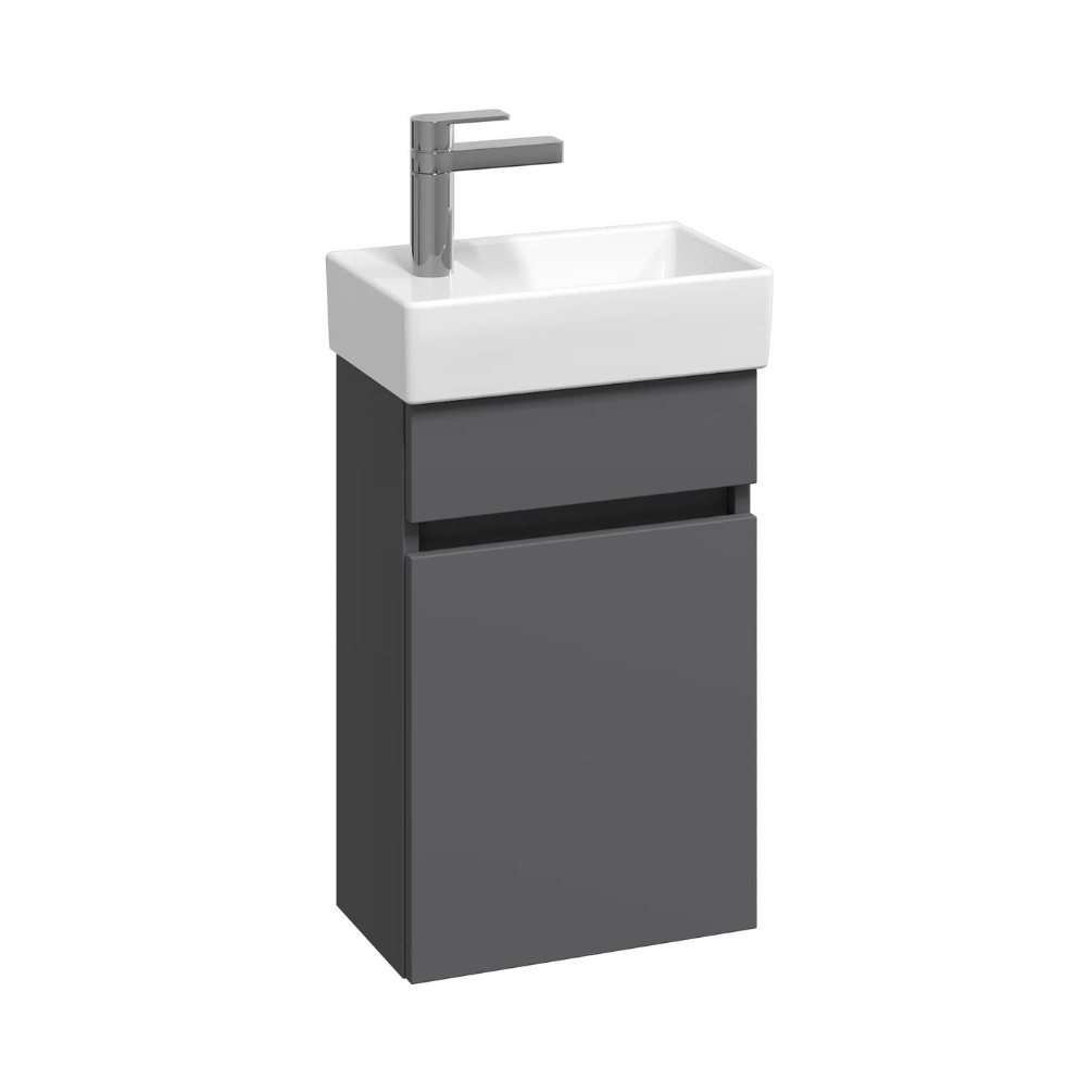 Product cut out image of the Abacus Concept Matt White S1 Vanity Unit & Basin with a right-handed tap
