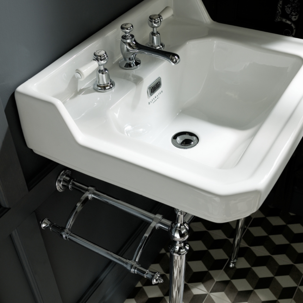 Lifestyle Photo of Traditional Round Basin Stand and Towel Rail