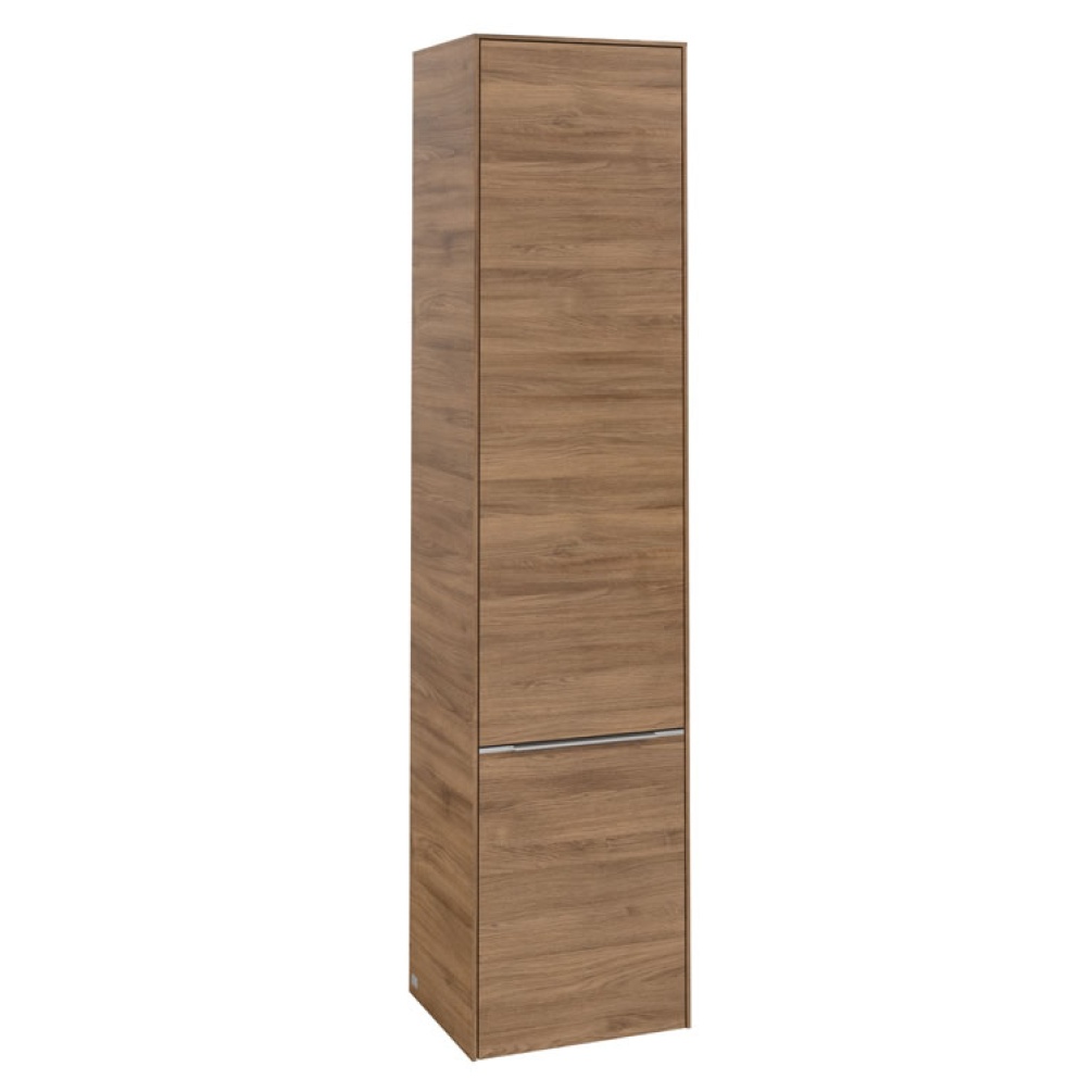 Cutout image of Villeroy & Boch Subway 3.0 Oak Kansas Tall Cabinet Glossy Aluminium handle