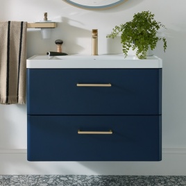 product category image of vado cameo vanity unit in atlantic blue with brass bar handle and basin