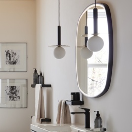 image of vado muse bathroom accessories for Cameo in matt black with matt black mirror