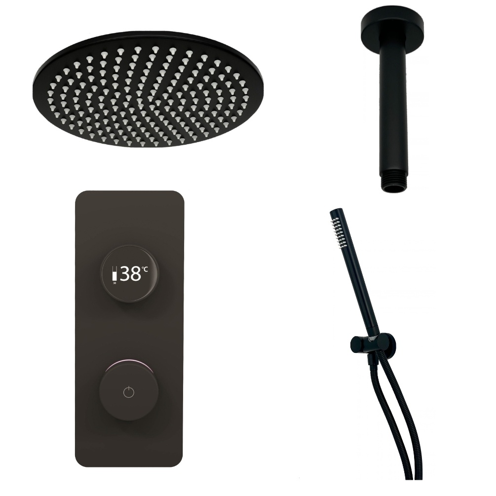 Ted Togo Matt Black Square Valve Ceiling Arm