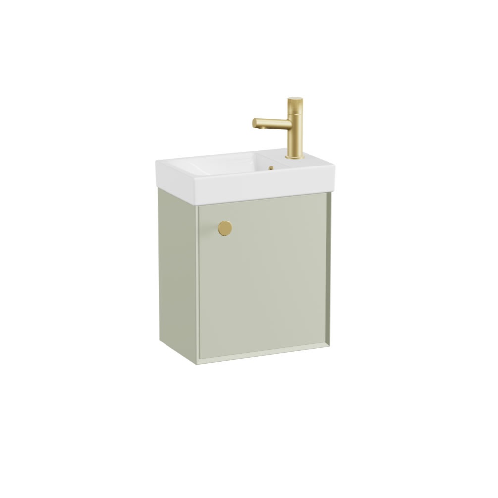 Vado Safari Smooth 400mm Sage Green Vanity Unit & Ceramic Basin - Left Pull