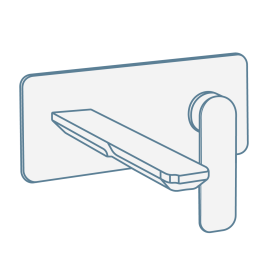 iconography image of a modern wall mounted bathroom tap