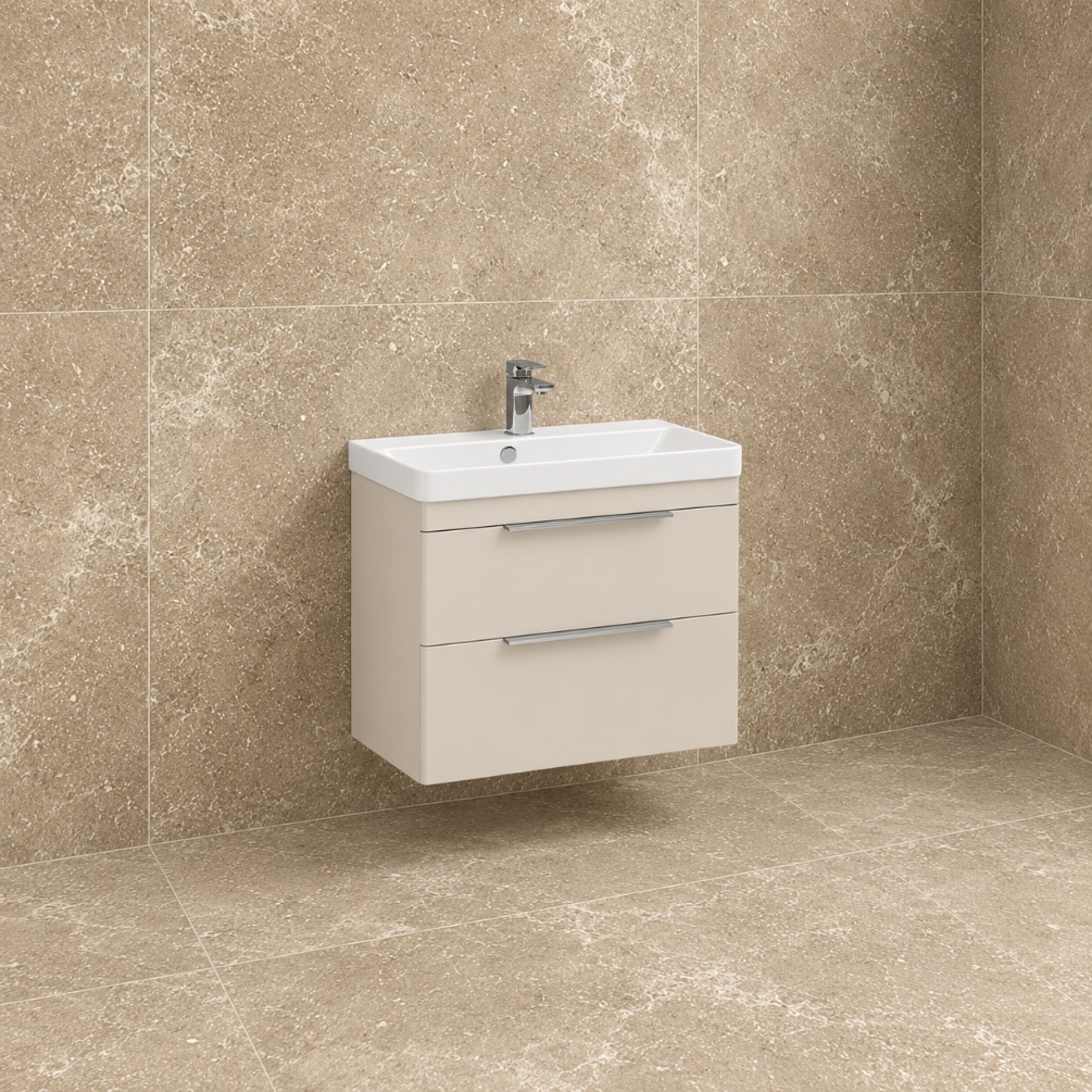 Imex Luna Matt Cashmere 700 x 370 2 Drawer Wall Hung Unit & Basin
