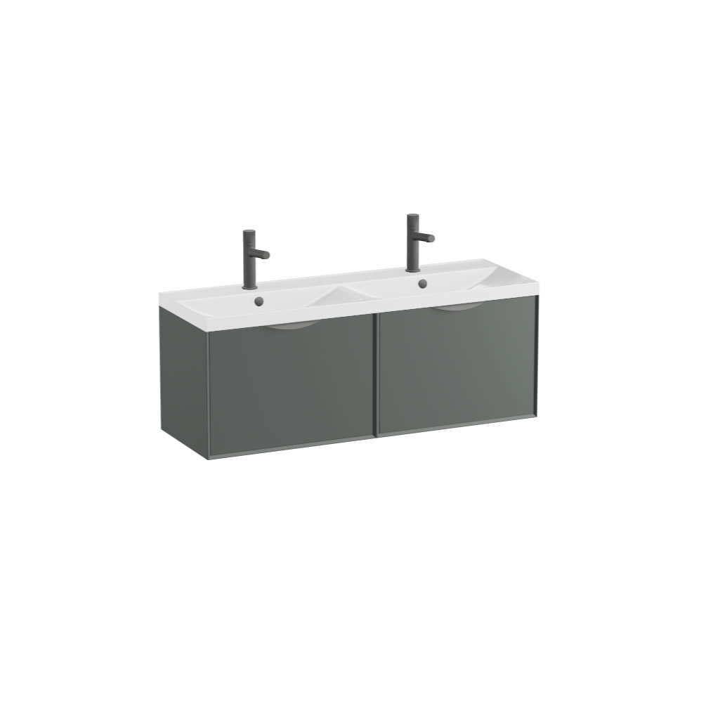 Vado Safari Smooth 1200mm Charcoal Grey Wall Hung Vanity Unit & Gloss White Basin