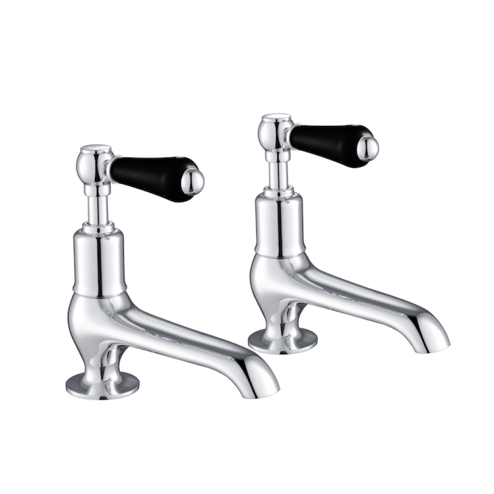 Photo of JTP Grosvenor Lever Chrome Long Nose Basin Taps - Black Levers