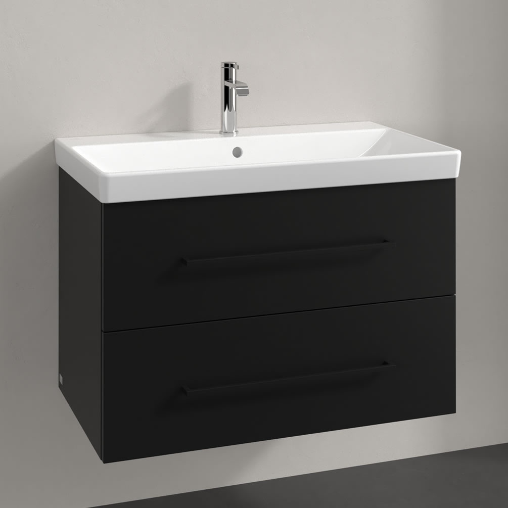 Lifestyle image of Villeroy & Boch Avento Volcano Black 800mm Wall-Hung Basin Vanity Unit