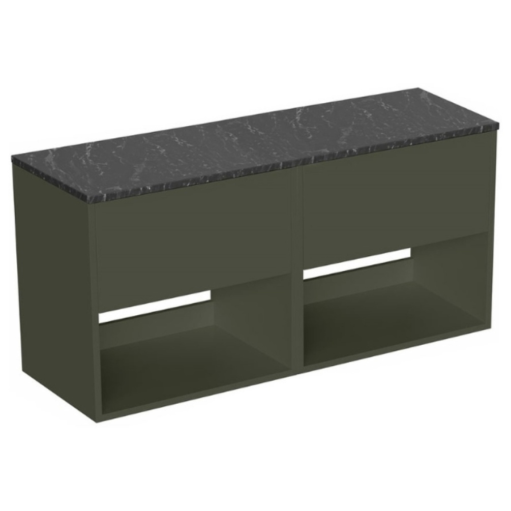Cut out image of the Britton Hackney Earthy Green 1200mm Double Wall Hung Vanity Unit & Marquina Worktop