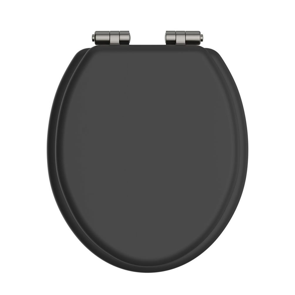 Heritage Black Soft Close Seat With Brushed Nickel Hinges