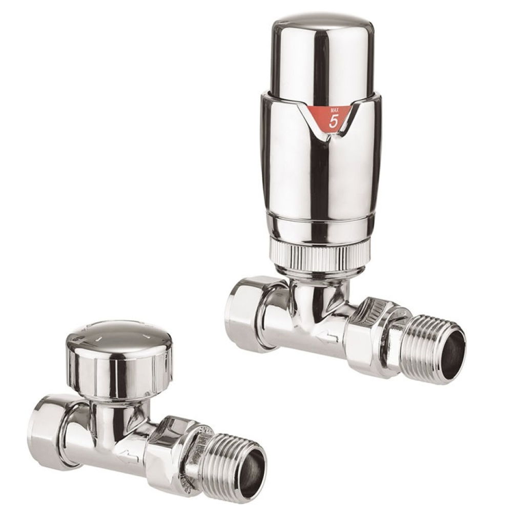 Cutout image of Crosswater Pier 15mm Straight Thermostatic Radiator Valves