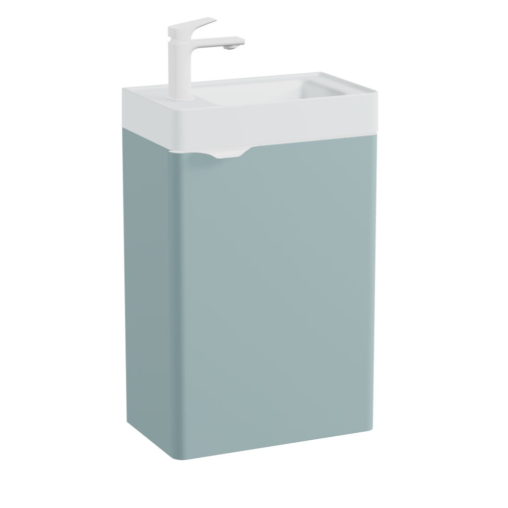 Vado Cameo 400mm Cove Blue Wall Hung Vanity Unit & Arctic White Basin - Left Hand