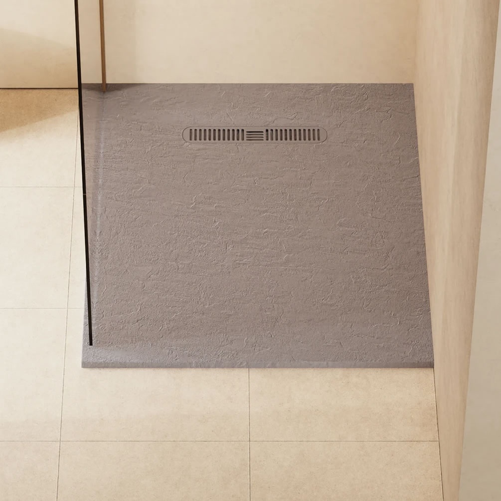 Lifestyle image of Crosswater Vito 1100mm x 900mm Light Grey Anti-Slip Rectangular Shower Tray