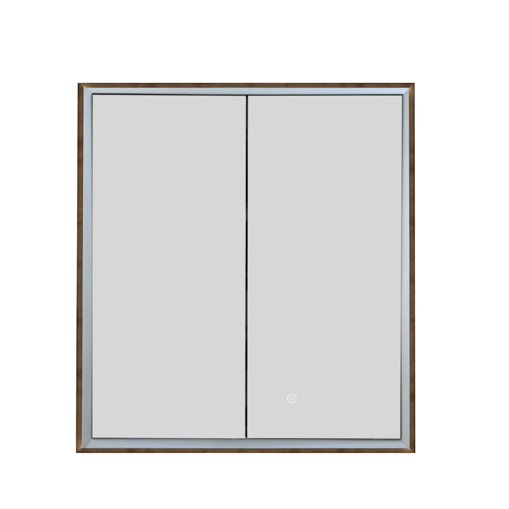 JTP Luca Brushed Bronze Recessed Double Mirror Bathroom Cabinet Cut Out