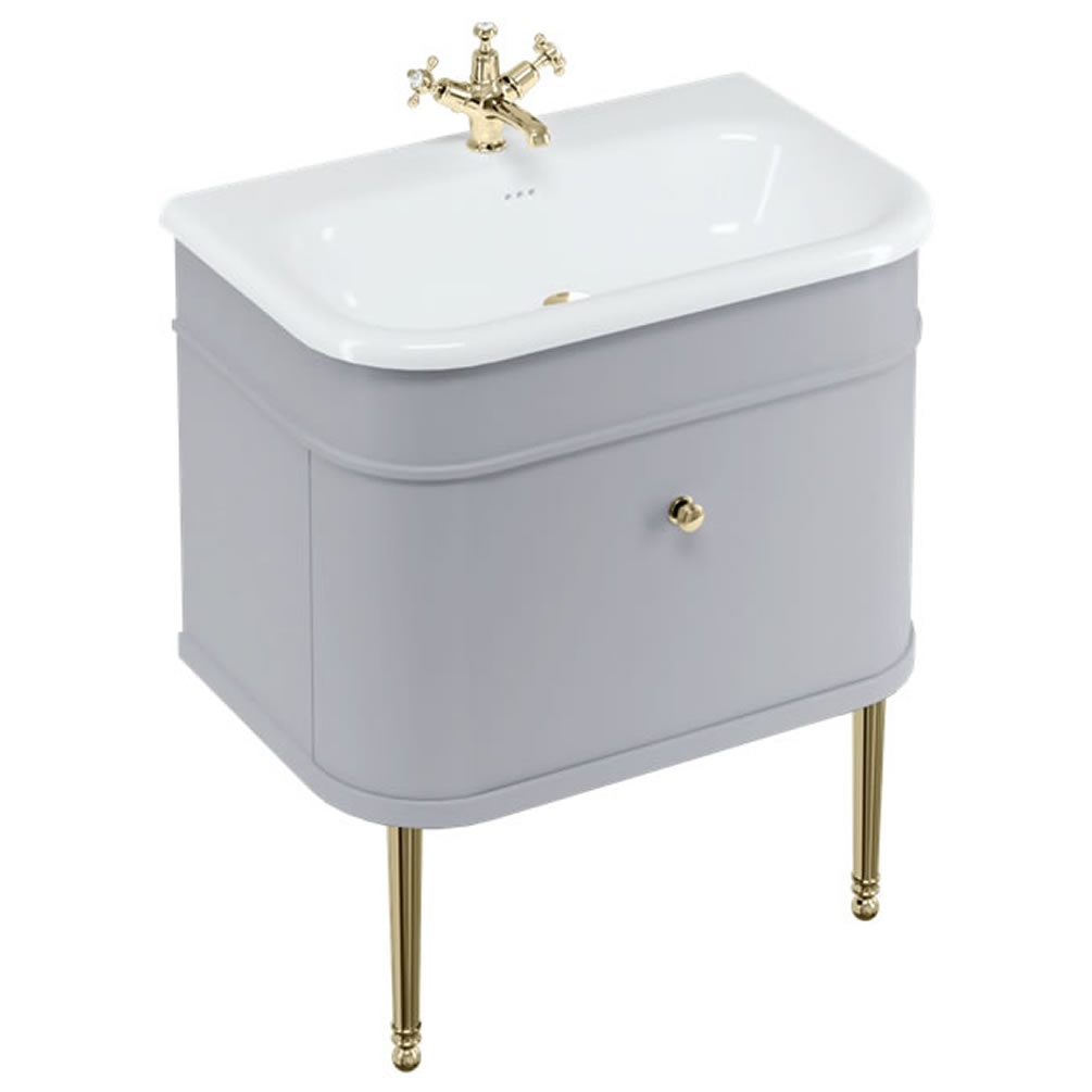 Burlington Chalfont Grey Vanity Unit With Stone Basin & Gold Legs