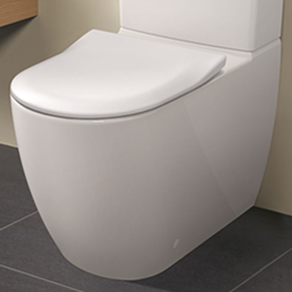 Lifestyle image of Villeroy & Boch Subway 3.0 Close-Coupled Toilet with slimline seat.